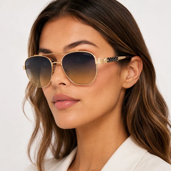 Gucci YH117 Gold Aviator Sunglasses — Gradient Lenses | Women UAE