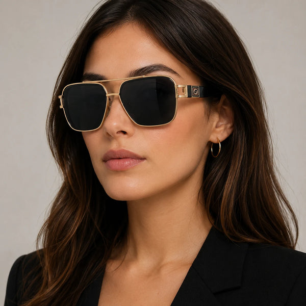 Gucci GG2314S Oversized Square Sunglasses for Men — Gold & Black | UAE
