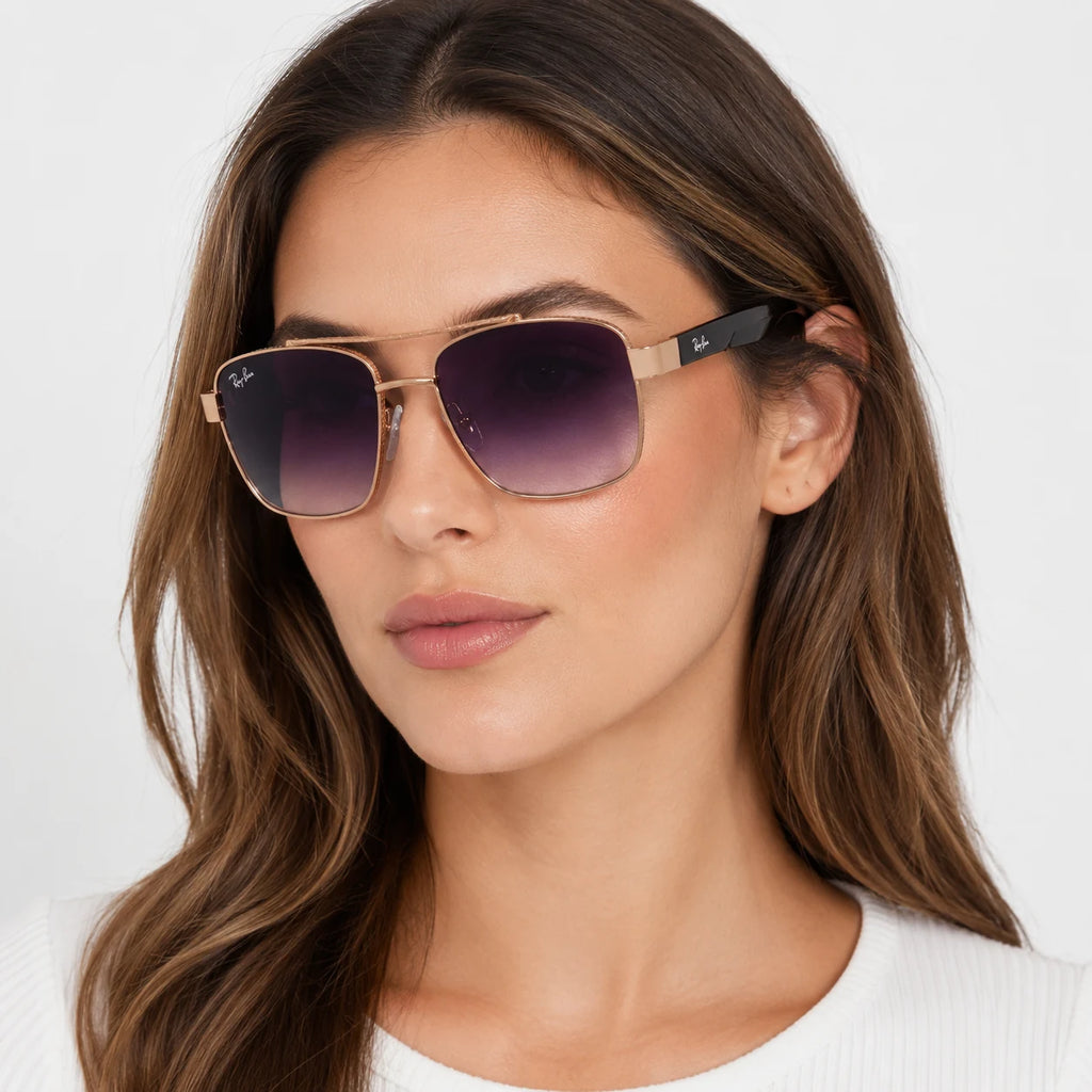 Ray-Ban T0987 Men's Square Sunglasses — Rose Gold Frame | UV400 UAE