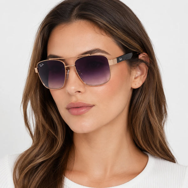 Ray-Ban T0987 Men's Square Sunglasses — Rose Gold Frame | UV400 UAE
