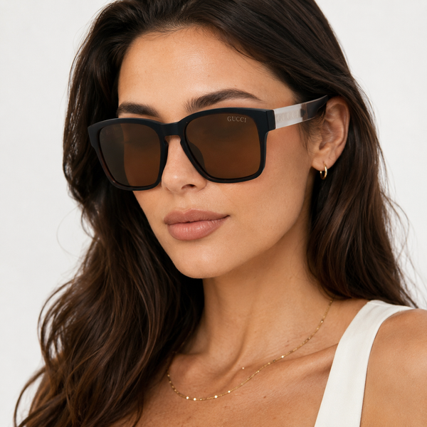 Gucci P8256 Square Sunglasses — Brown Lenses & Black Tortoise Frame | UAE
