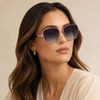 Gucci Oversized Square Sunglasses — Rose Gold Frame & Purple Teal Gradient | Women UAE